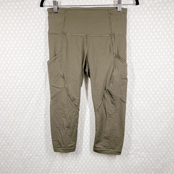 Lululemon Olive Green Pocket Cropped Leggings - Picture 1 of 6